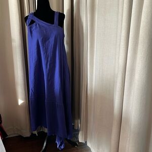 Anthropologie linen asymmetrical sundress